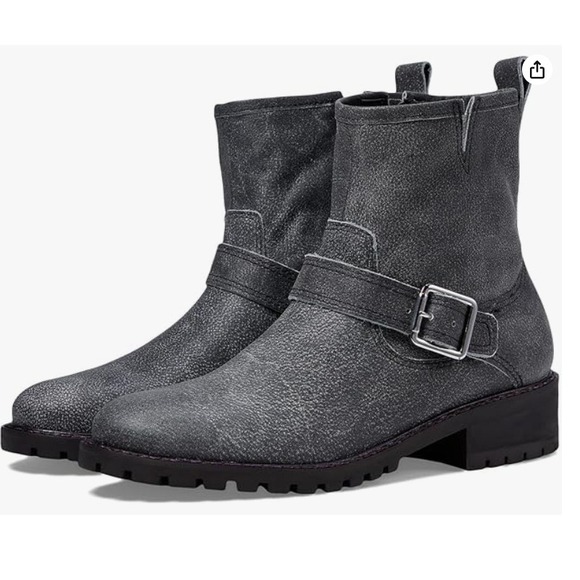 Lucky Brand Kenadie Women's Gray Leather Moto Lug Boots Ankle Booties 7M NEW - Picture 1 of 9
